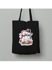 Екосумка шопер з бавовни 38х40см з новорічним принтом "Сім'я різдвяних сніговиків" (0211353)