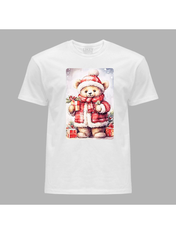 Футболка чоловіча з новорічним принтом "Ведмежатко, тримай подарунок" (0211355)