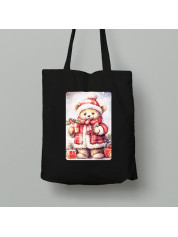Екосумка шопер з бавовни 38х40см з новорічним принтом "Ведмежатко, тримай подарунок" (0211355)