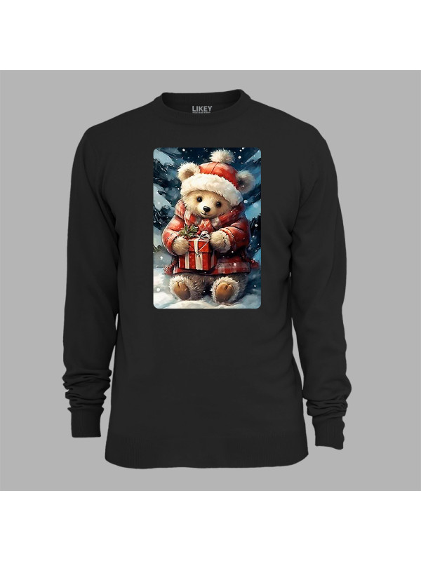 Світшот з новорічним принтом "Різдвяний ведмежатко з подарунком" (0211356)