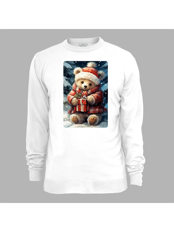 Світшот з новорічним принтом "Різдвяний ведмежатко з подарунком" (0211356)