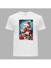 Футболка мужская с новогодним принтом "Медвежонок среди подарков" Merry Christmas (0211357)