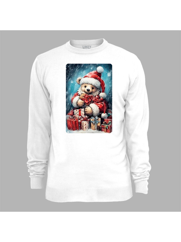 Світшот з новорічним принтом "Ведмежатко серед подарунків" (0211357)