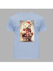 Новорічна футболка чоловіча з принтом "Біле ведмежа із подарунком" (0211358)