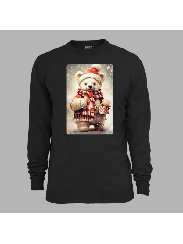 Світшот з новорічним принтом "Біле ведмежа із подарунком" (0211358)