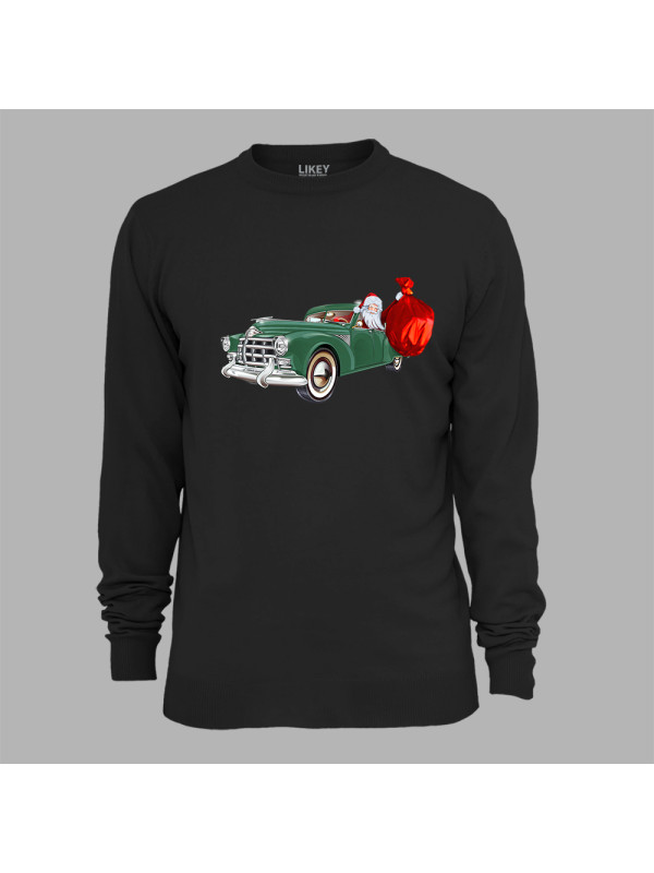 Світшот з новорічним принтом "Санта з подарунками за кермом" (24012145)