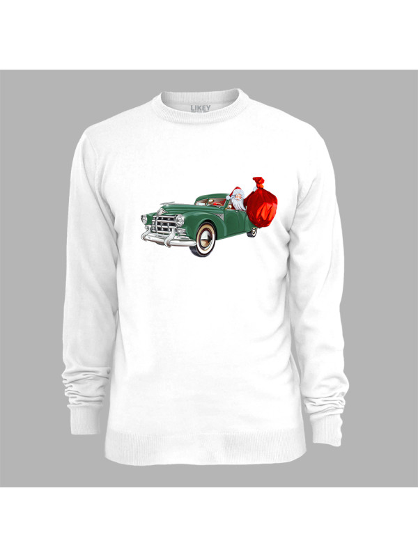 Світшот з новорічним принтом "Санта з подарунками за кермом" (24012145)