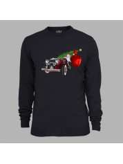 Світшот з новорічним принтом "Санта з ялинкою та подарунками на ретромобілі" (24012146)