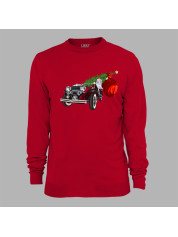 Світшот з новорічним принтом "Санта з ялинкою та подарунками на ретромобілі" (24012146)