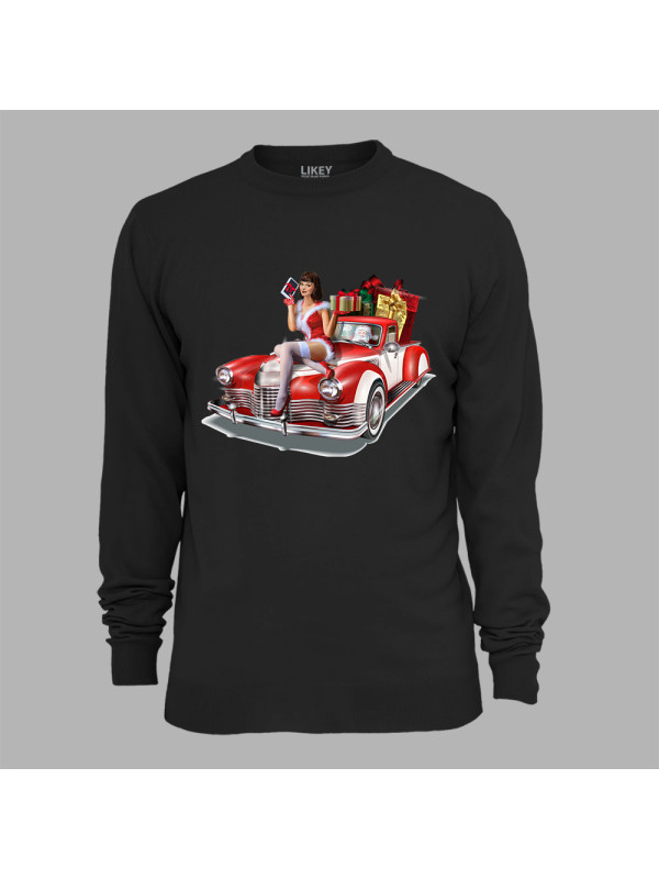 Світшот з новорічним принтом "Санта привіз снігурку, авто та подарунки" (24012147)