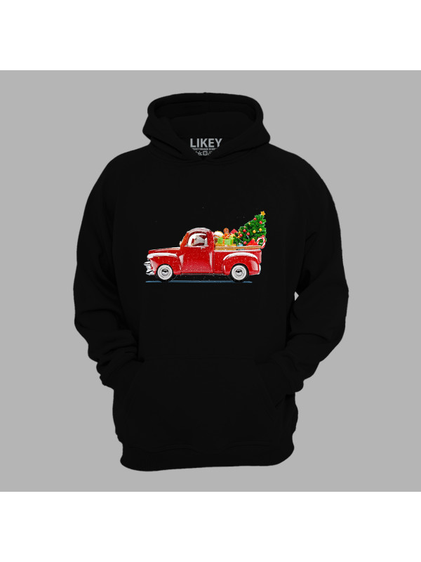 Худі з новорічним принтом "Санта везе подарунки на автомобілі" (24012148)