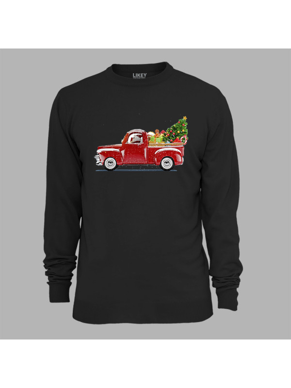 Світшот з новорічним принтом "Санта везе подарунки на автомобілі" (24012148)