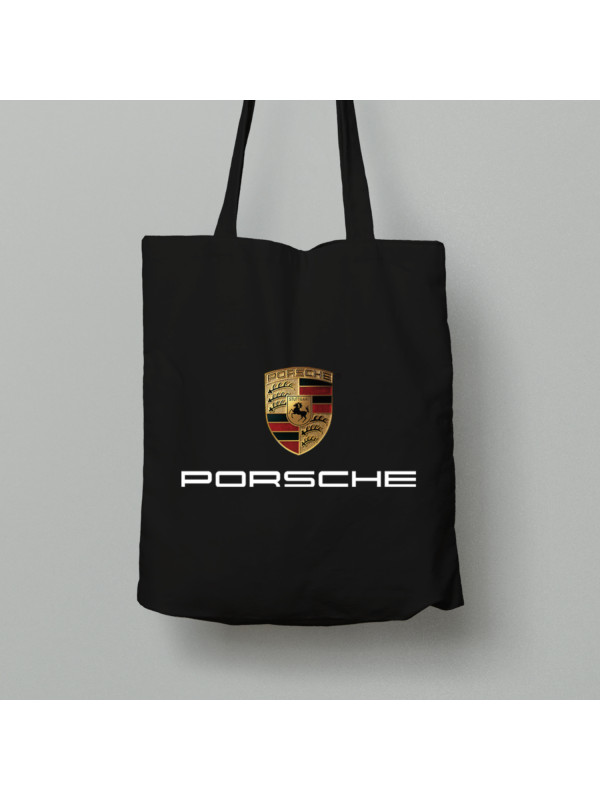 Екосумка шопер з бавовни 38х40см з автомобільним принтом "Porsche (Порше)" (24012156)