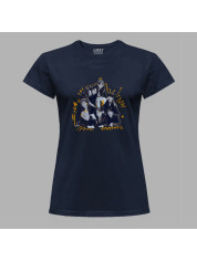 Футболка жіноча з музичним принтом "BTS чорно-біло-жовтий" (0442)