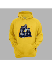 Худи с музыкальным принтом "BTS черно-бело-желтый" (0442)