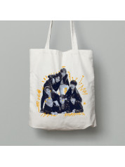 Екосумка шопер з бавовни 38х40см з музичним принтом "BTS чорно-біло-жовтий" (0442)
