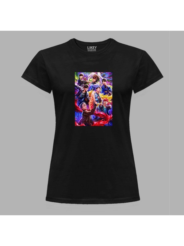 Футболка жіноча з музичним принтом "Чарівні BTS" (0443)