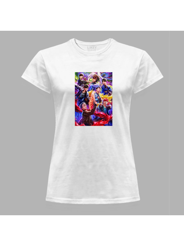 Футболка жіноча з музичним принтом "Чарівні BTS" (0443)