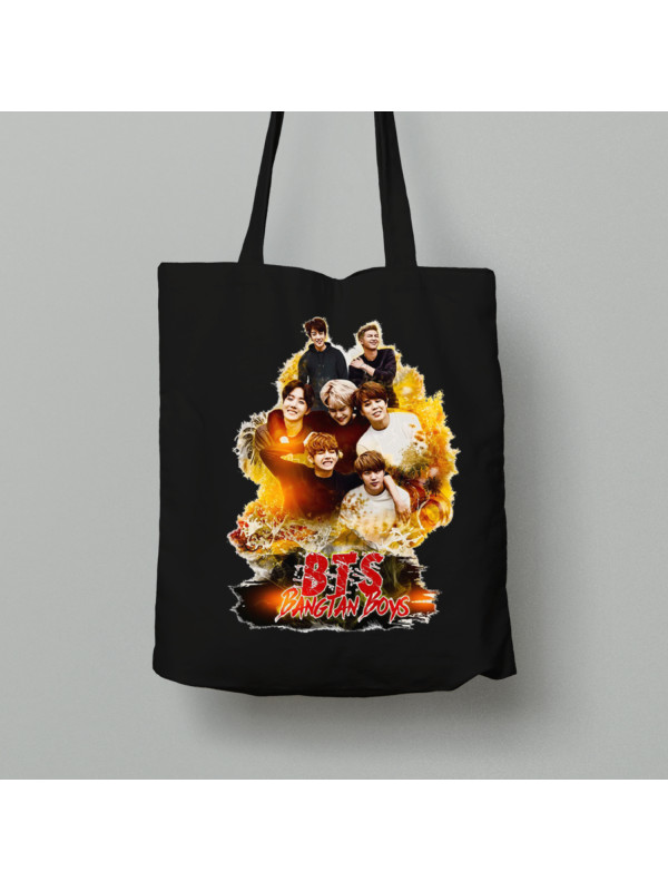 Екосумка шопер з бавовни 38х40см з музичним принтом "BTS - BangTan Boys" (0444)