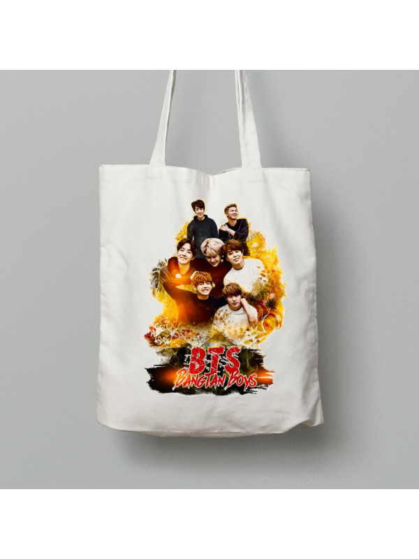 Екосумка шопер з бавовни 38х40см з музичним принтом "BTS - BangTan Boys" (0444)