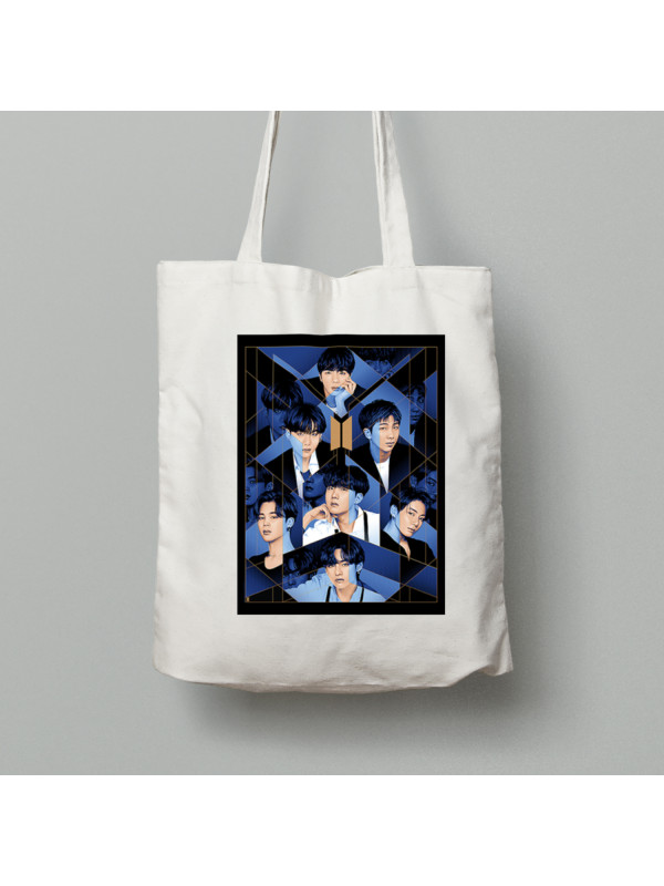 Екосумка шопер з бавовни 38х40см з музичним принтом "Мрійливі BTS" (0445)