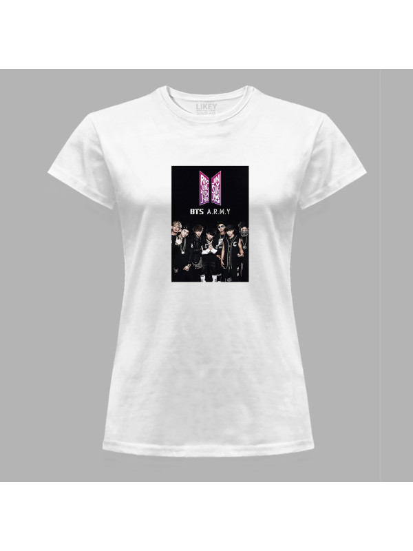 Футболка жіноча з музичним принтом "BTS A.R.M.Y" (0446)