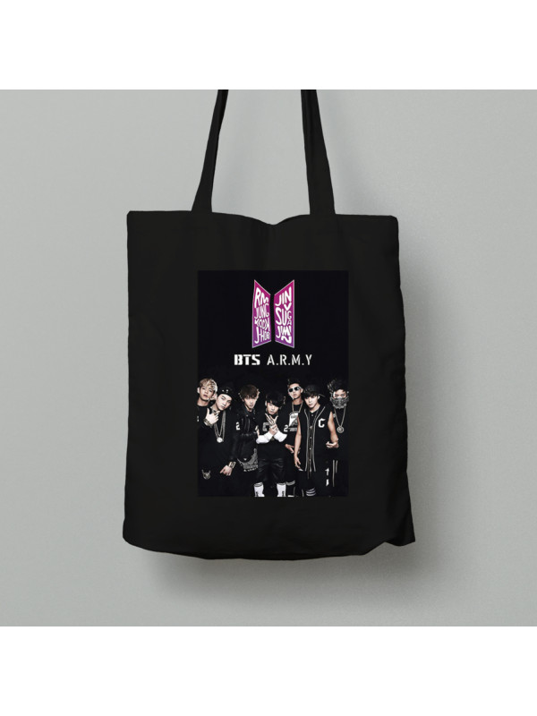 Екосумка шопер з бавовни 38х40см з музичним принтом "BTS A.R.M.Y" (0446)