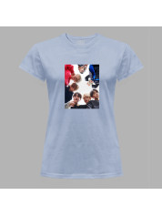 Футболка женская с музыкальным принтом "BTS следят за тобой" (0447)