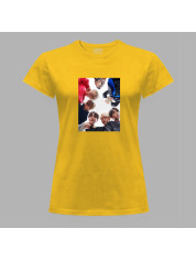 Футболка женская с музыкальным принтом "BTS следят за тобой" (0447)