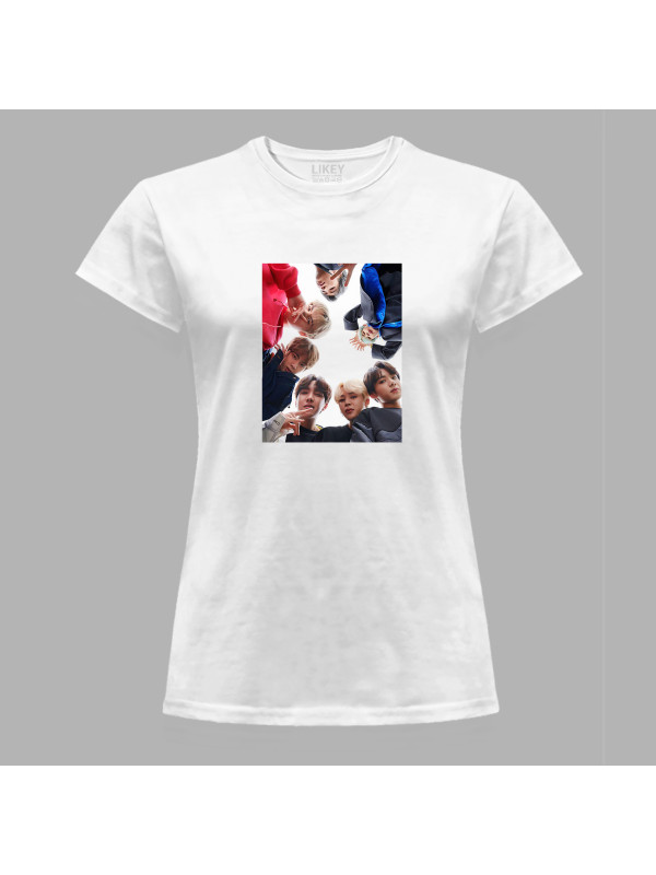 Футболка жіноча з музичним принтом "BTS стежать за тобою" (0447)