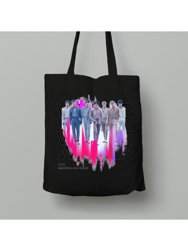 Екосумка шопер з бавовни 38х40см з музичним принтом "Улюблений k-pop виконавець BTS» (0448)