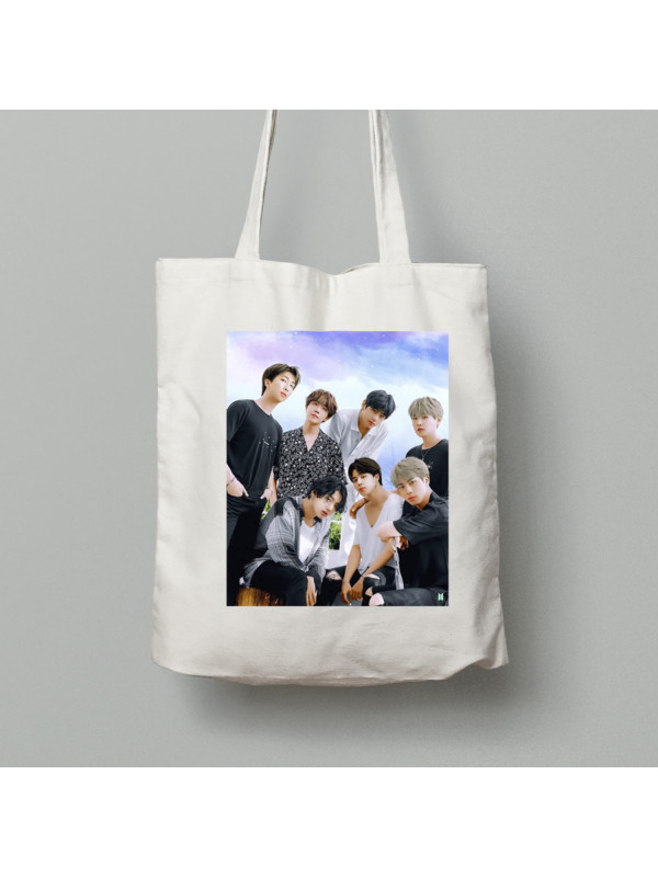 Екосумка шопер з бавовни 38х40см з музичним принтом "Класні BTS» (0449)