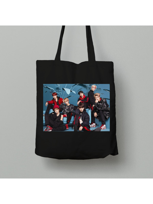 Екосумка шопер з бавовни 38х40см з музичним принтом "BTS Фотосет" (0450)