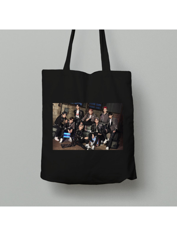 Екосумка шопер з бавовни 38х40см з музичним принтом "BTS в образі" (0451)