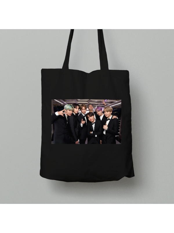 Екосумка шопер з бавовни 38х40см з музичним принтом "BTS офіційно" (0452)