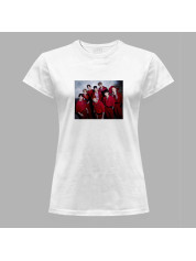 Футболка жіноча з музичним принтом "BTS в червоному" (0453)