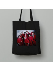 Екосумка шопер з бавовни 38х40см з музичним принтом "BTS в червоному" (0453)