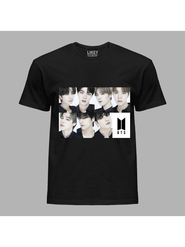Футболка чоловіча з музичним принтом "BTS faces" (0454)