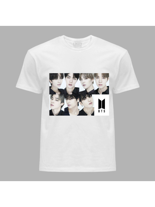 Футболка чоловіча з музичним принтом "BTS faces" (0454)