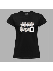 Футболка жіноча з музичним принтом "BTS faces" (0454)