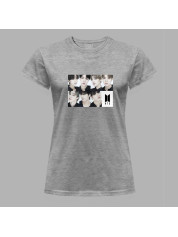 Футболка жіноча з музичним принтом "BTS faces" (0454)