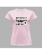 Футболка жіноча з музичним принтом "BTS faces" (0454)