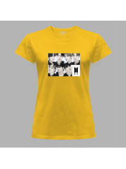 Футболка жіноча з музичним принтом "BTS faces" (0454)