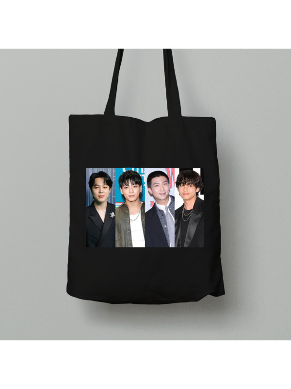 Екосумка шопер з бавовни 38х40см з музичним принтом "Улюблені BTS" (0455)