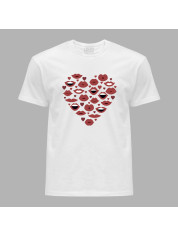Футболка на день закоханих з романтичним принтом "Серце, губи, поцілунки" (1244)