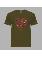 Футболка на день закоханих з романтичним принтом "Серце, губи, поцілунки" (1244)