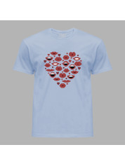 Футболка на день закоханих з романтичним принтом "Серце, губи, поцілунки" (1244)