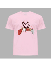 Футболка на день закоханих з романтичним принтом "Вип'ємо за кохання" (1245)