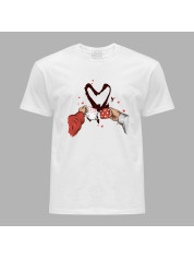 Футболка на день закоханих з романтичним принтом "Вип'ємо за кохання" (1245)