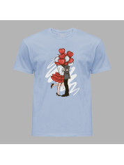 Футболка на день закоханих з романтичним принтом "Скромний поцілунок за кульками" (1246)